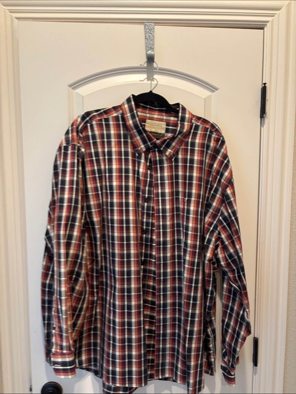 Cabela's Red, Blue, and White Plaid Button-Down Shirt